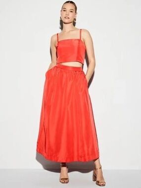 The Occasion Taffeta Cropped Tank Top & High Waisted Midi Skirt Set NWT